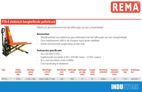 REMA PTH-E Elektrische Palletwagen